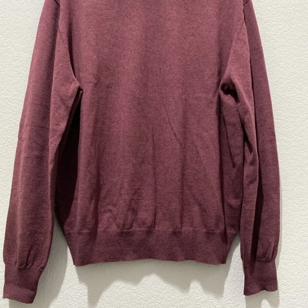 FACONNABLE 100% Wool Pullover Sweater Men's XL Maroon Long Sleeve Crew